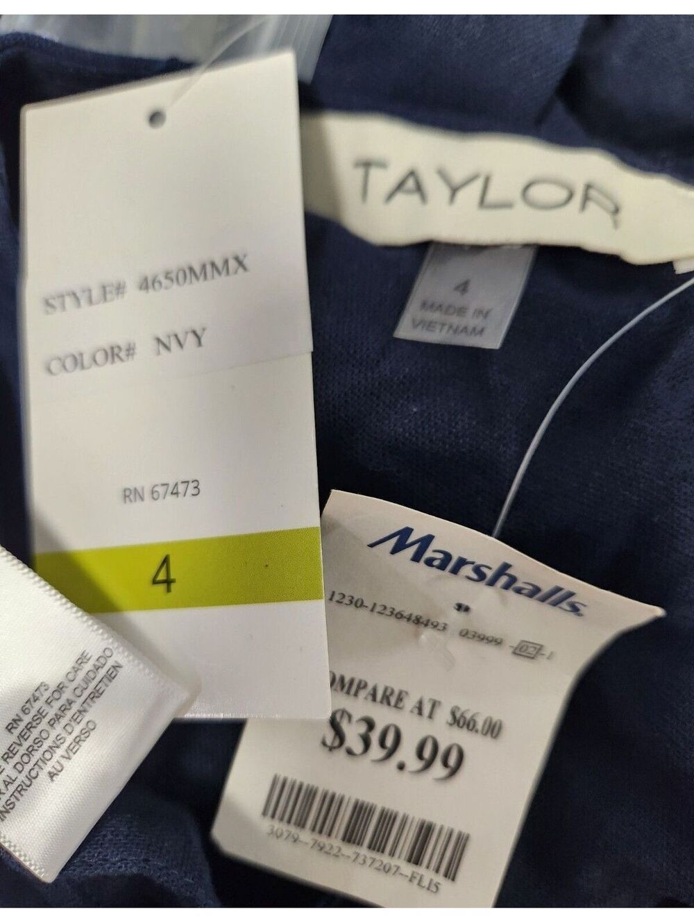Taylor Navy Blue Short Sleeve Button Front Maxi Dress Size 4 NWT - Picture 3 of 5